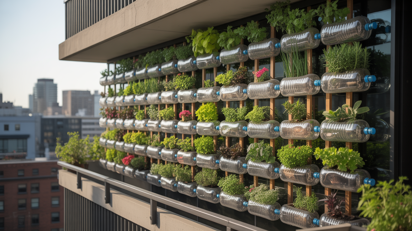 Recycled Bottle Wall Garden