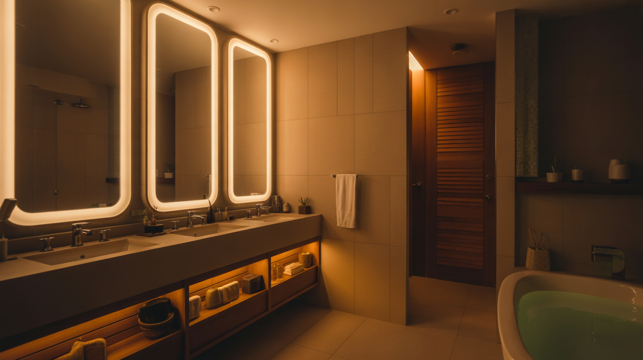 Soft Lighting for a Calm Home Spa Bathroom